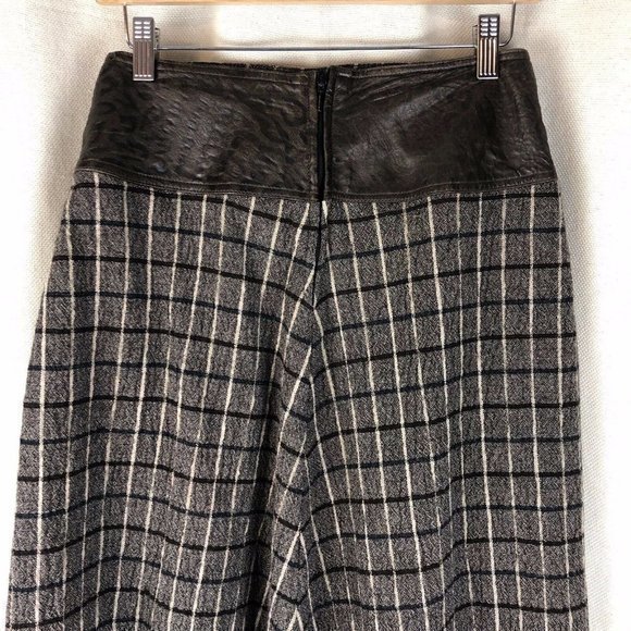 Vintage‎ Bagatelle Brown Wool Blend Skirt w/ Faux Leather Waist Size 8 - Picture 5 of 6